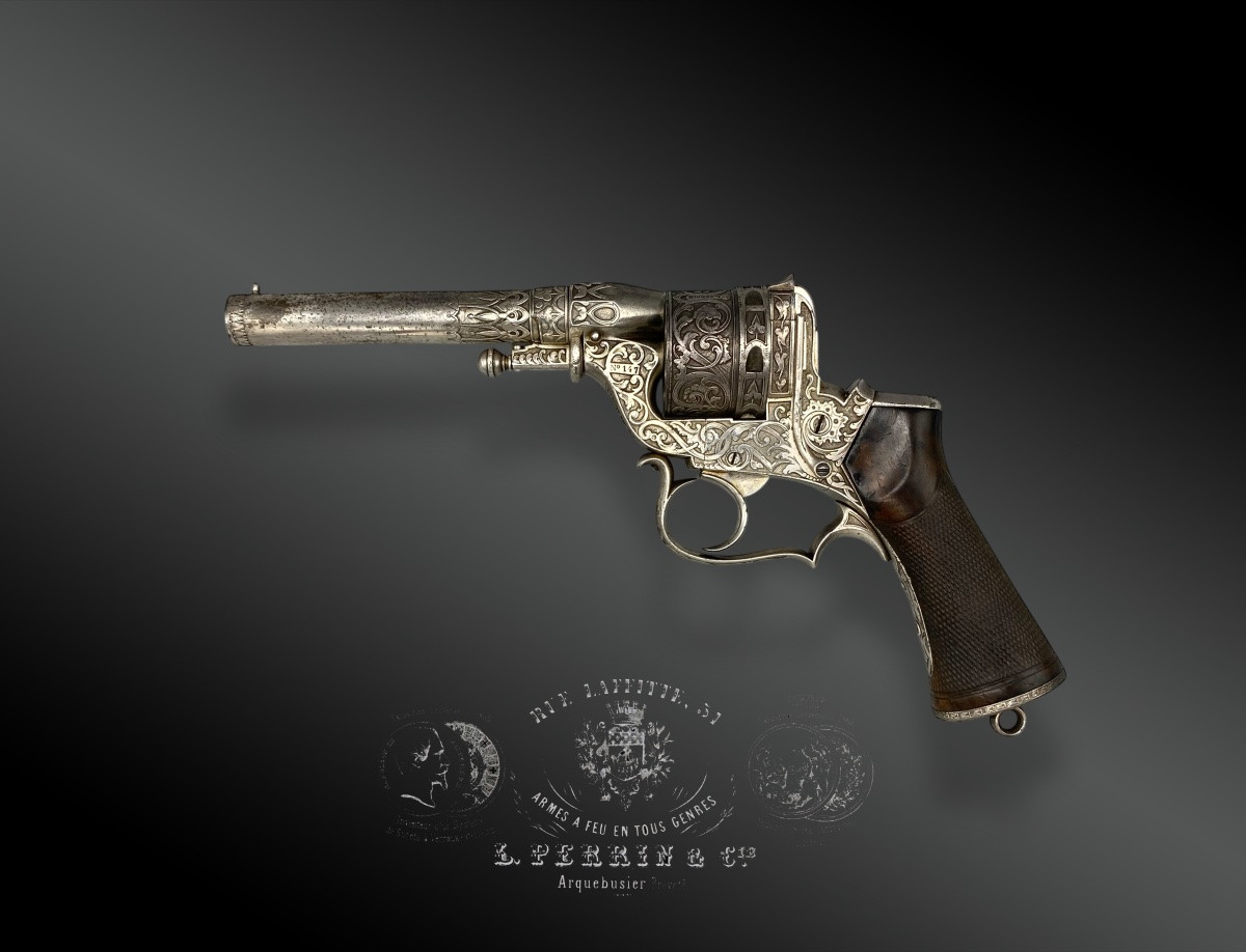 Perrin Revolver, Model 1859, 1st Type, Luxury, In Original Case. France, 19th Century-photo-3