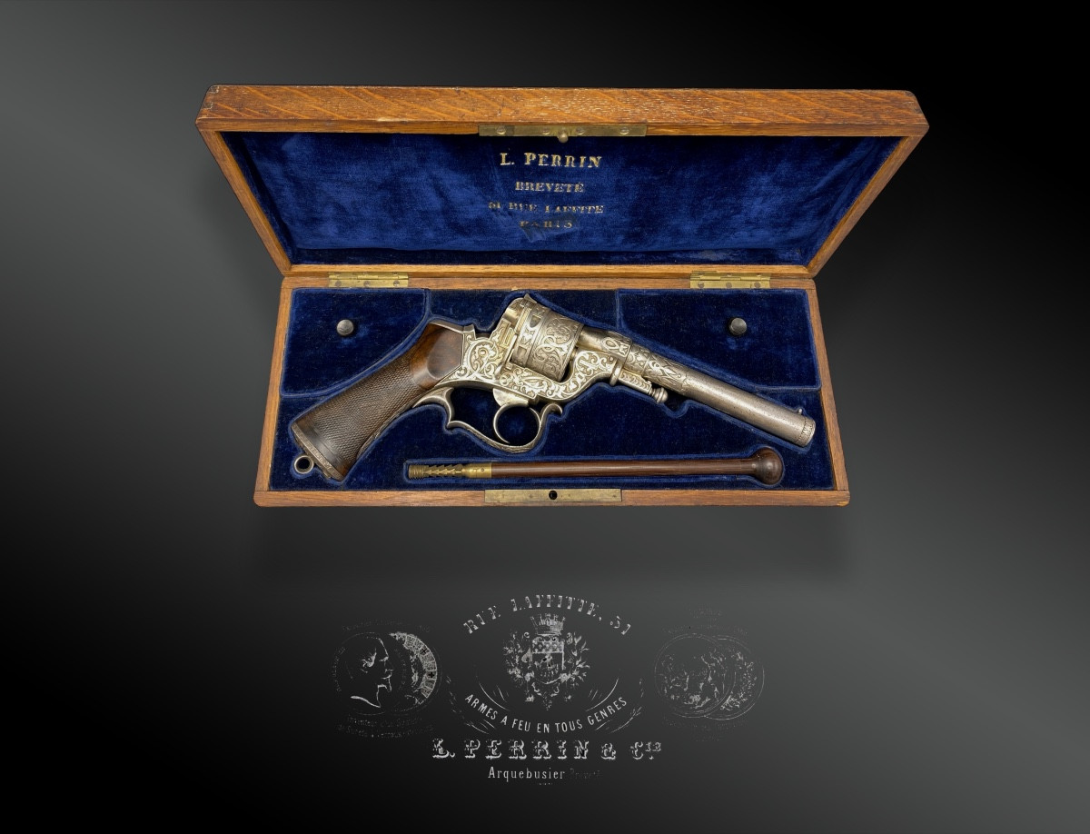 Perrin Revolver, Model 1859, 1st Type, Luxury, In Original Case. France, 19th Century
