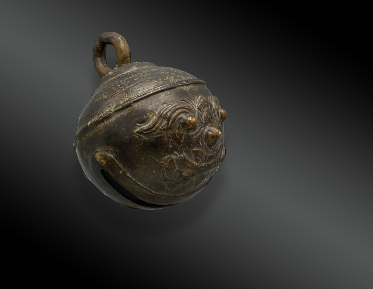 Elephant Bell Or Jingle. Burma, 19th Century. Bronze-photo-2