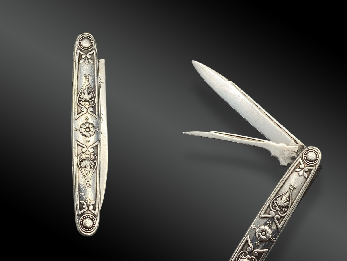 Silver Penknife, Two Blades, Engraved "grace", Europe, Early 20th Century-photo-2