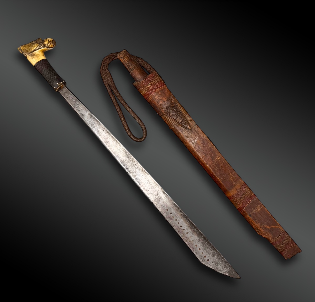 Headhunter's Sword Called Mandau - Borneo Island, Indonesia - 19th Century Or Earlier-photo-4