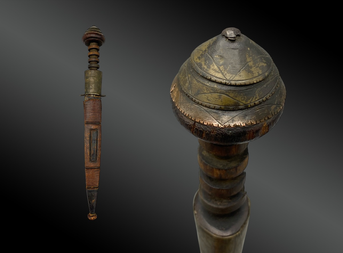 POIGNARD AFRIQUE SUBSAHARIENNE, AVEC FOURREAU Afrique, XXème siècle-photo-2