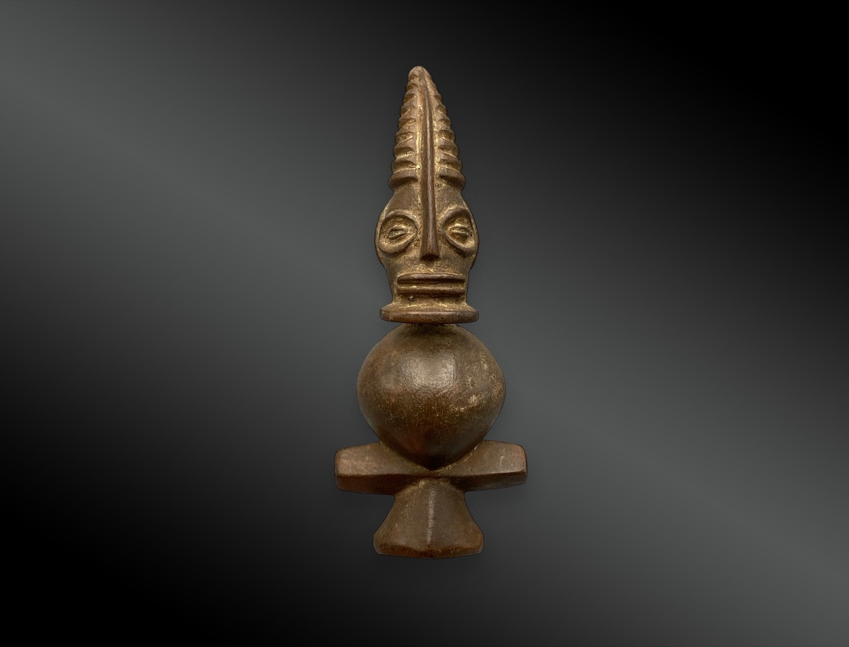 Wooden Whistle With Anthropomorphic Carving, Chokwe Culture-photo-2