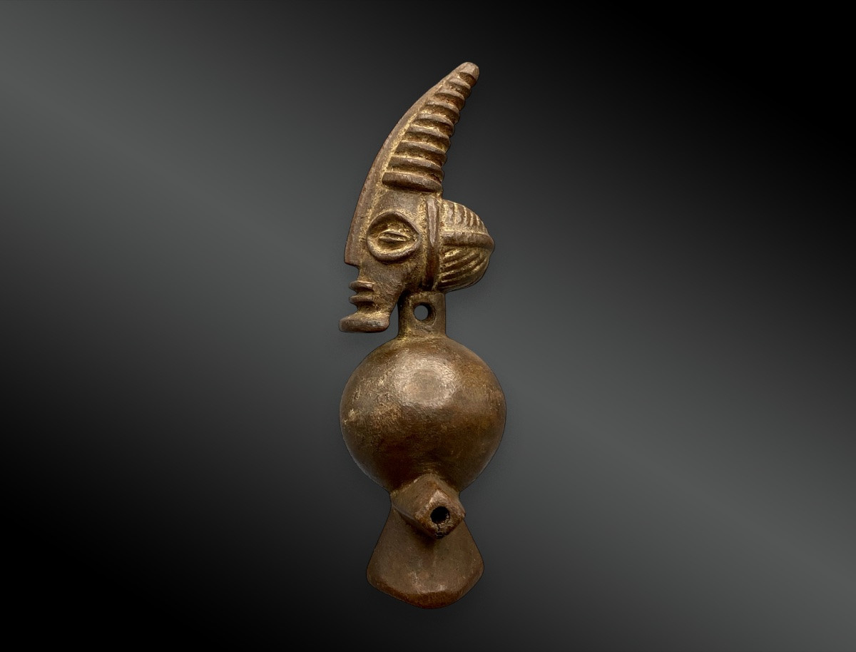 Wooden Whistle With Anthropomorphic Carving, Chokwe Culture-photo-3