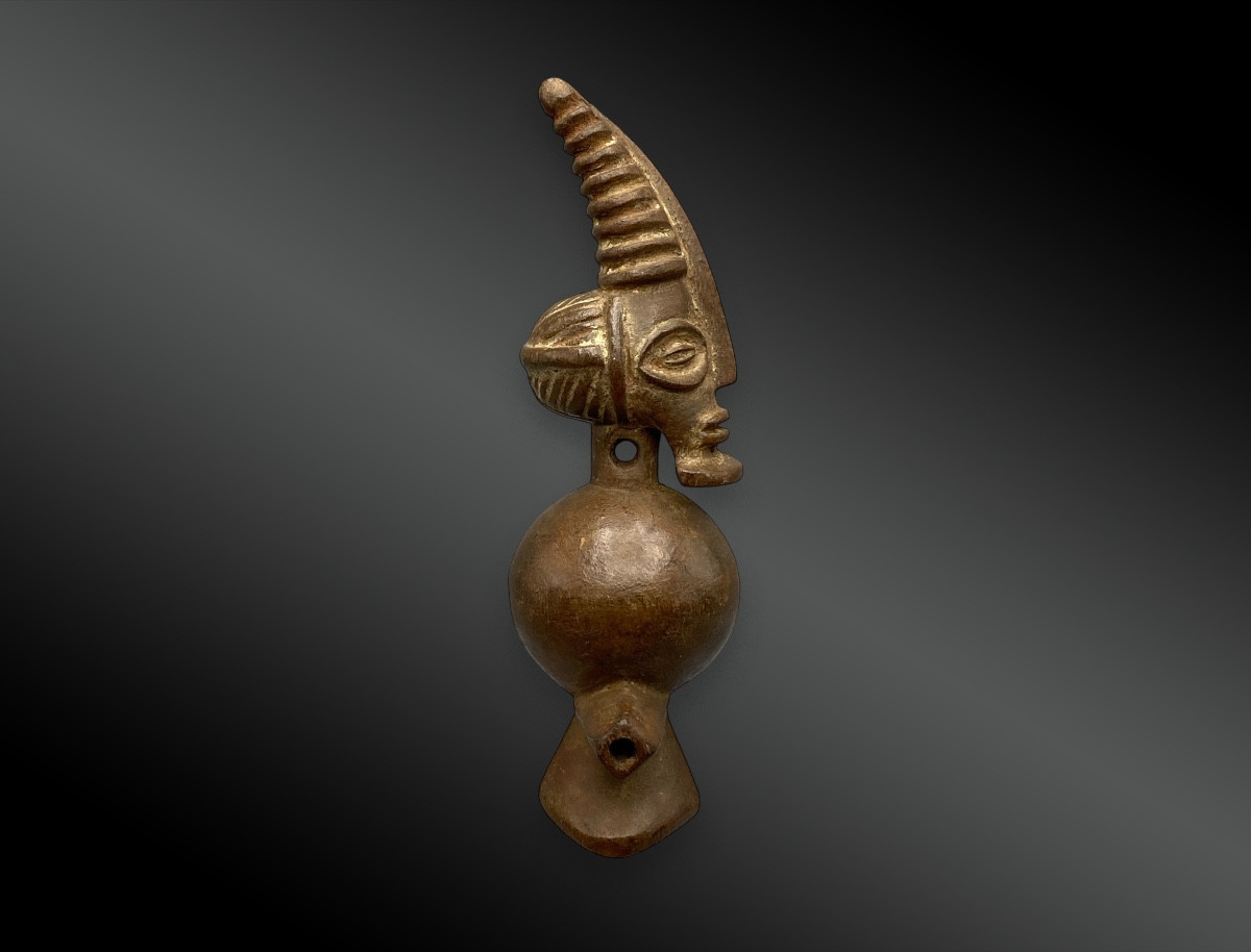 Wooden Whistle With Anthropomorphic Carving, Chokwe Culture