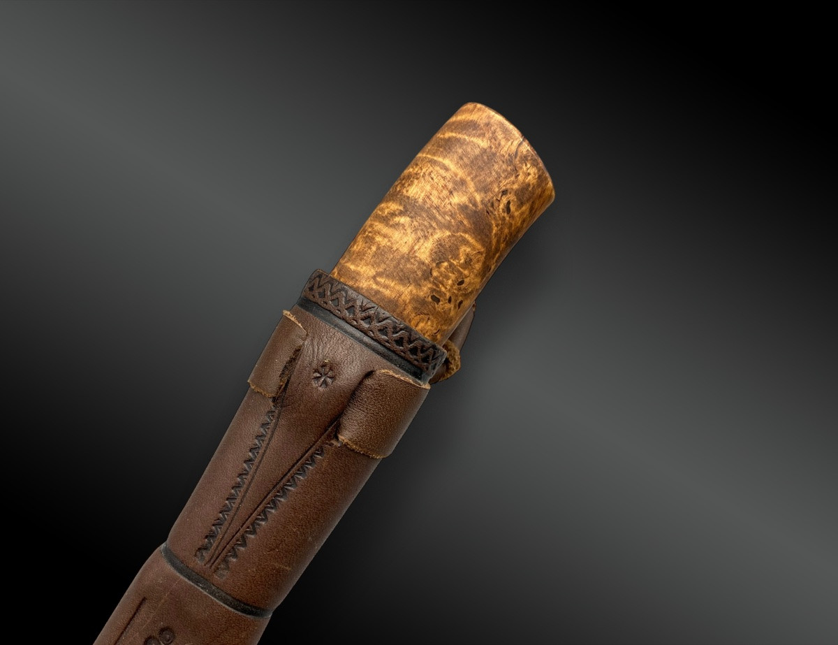 Scandinavian Knife Known As Puukko, Mk, With Sheath, Norway, 20th Century-photo-4