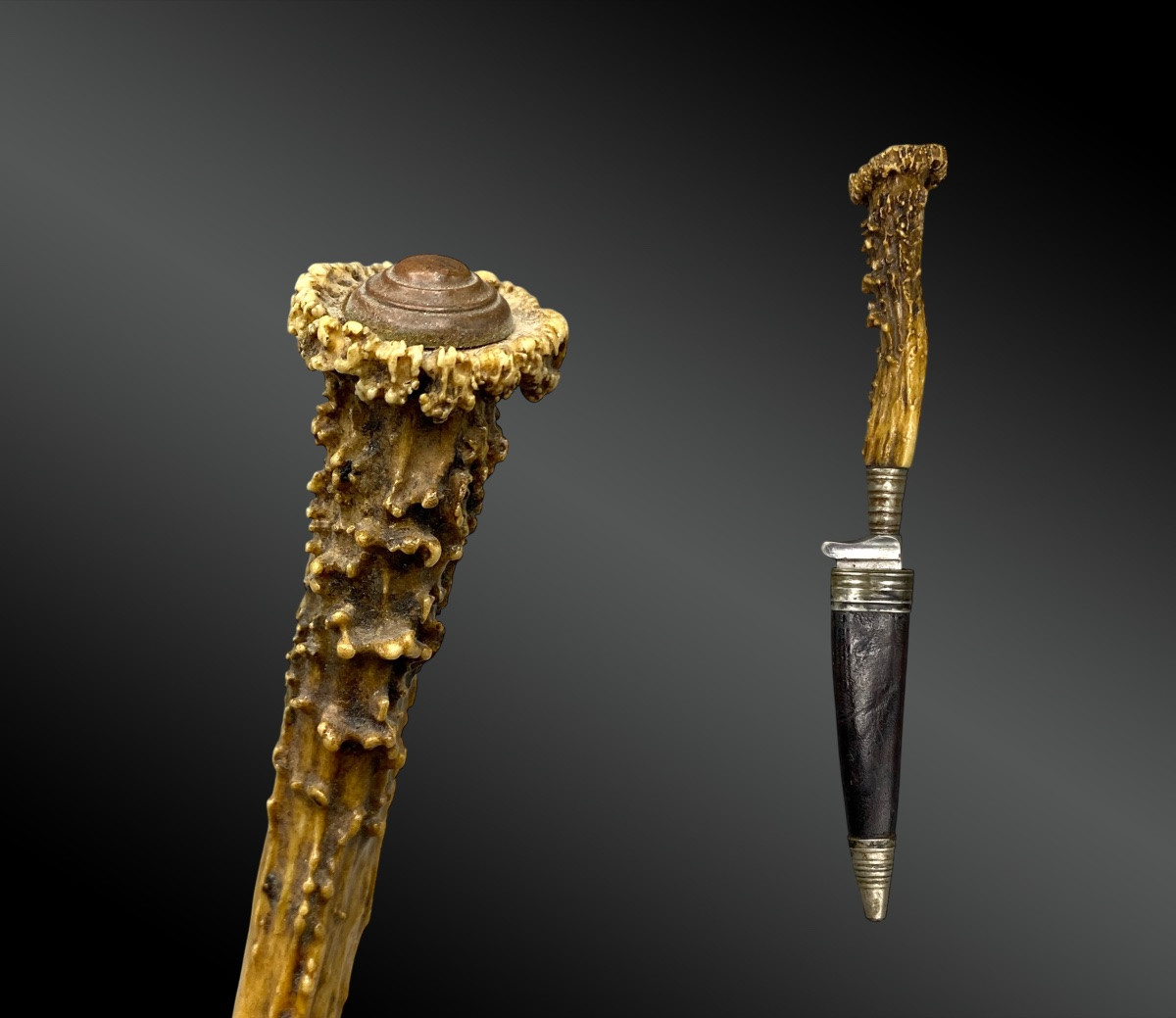 COUTEAU DE CHASSE ROSTFREI SOLINGEN, AVEC FOURREAU Allemagne, XXème siècle-photo-4