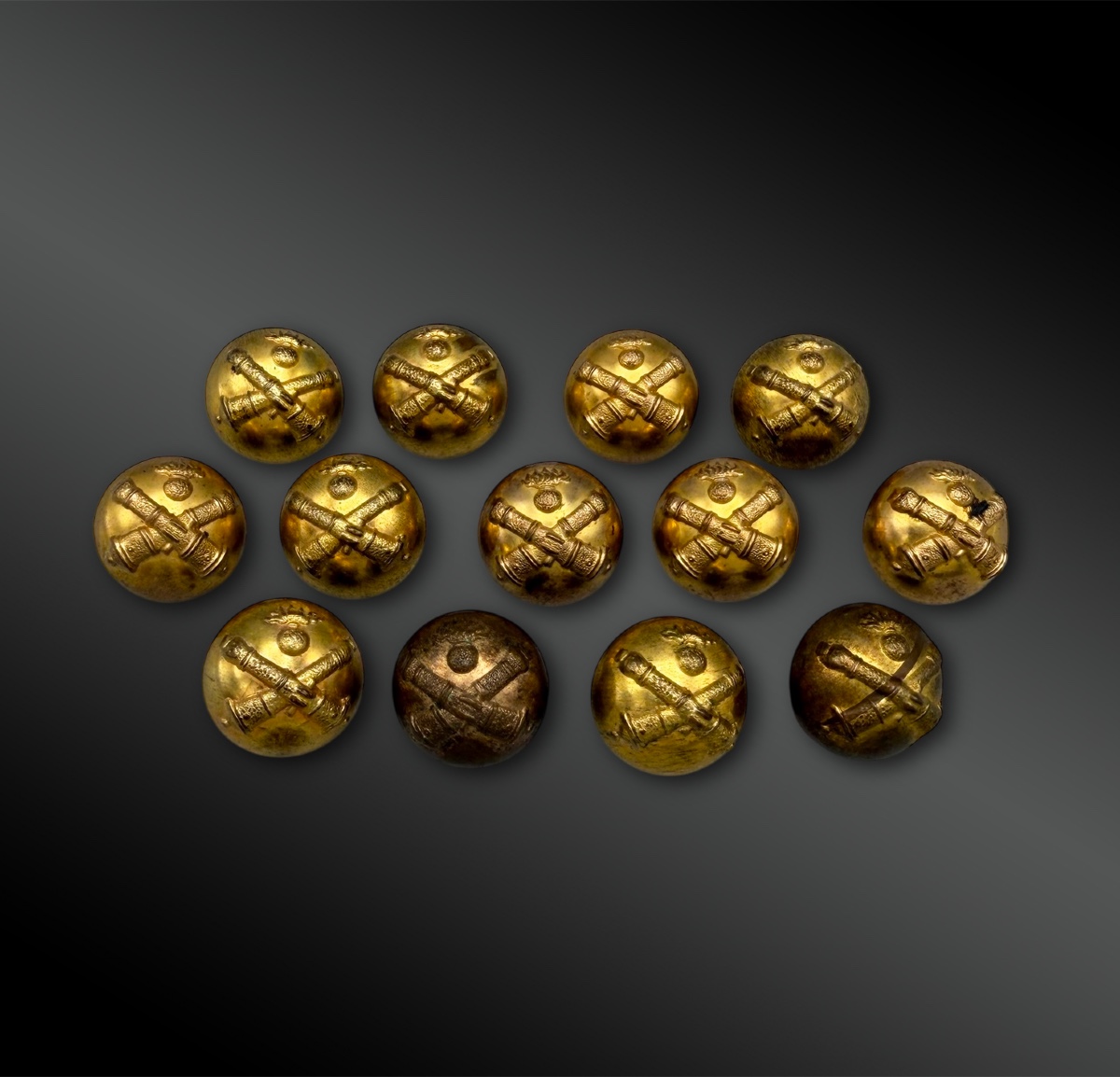 Set Of Thirteen Artillery Buttons - France - 19th Century