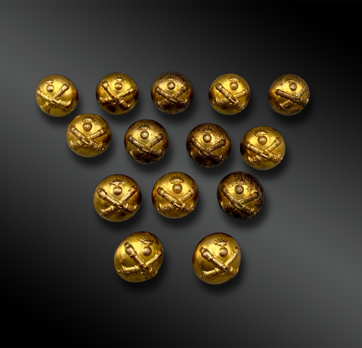 Set Of Fourteen Artillery Buttons - France - 19th Century