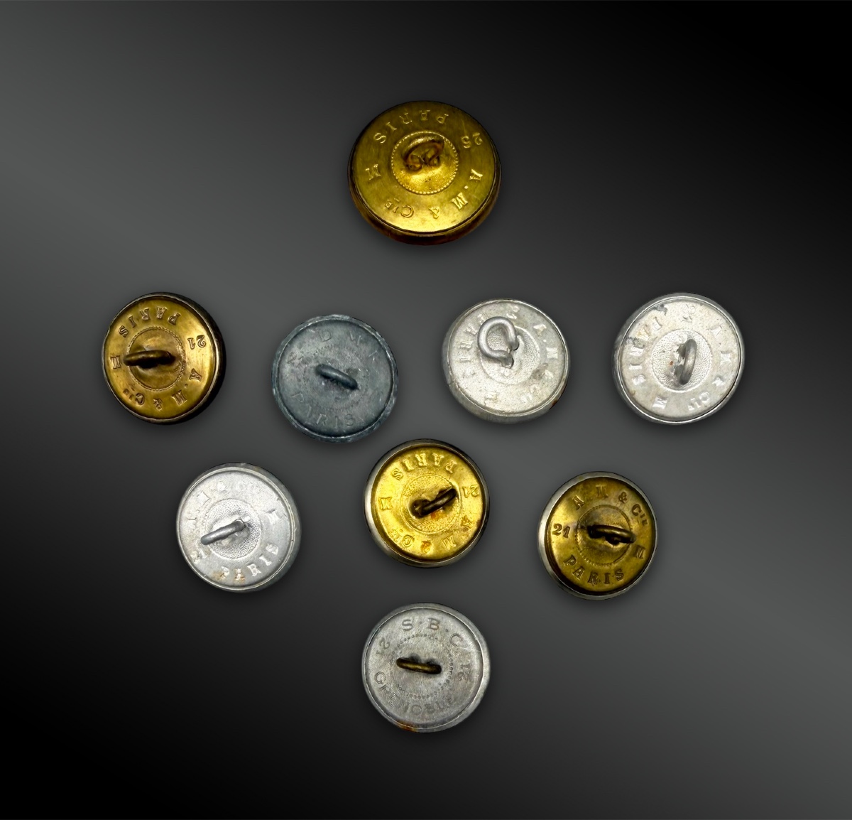 Set Of Eight Gendarmerie Buttons And One Air Force Button - France, 19th Century-photo-2