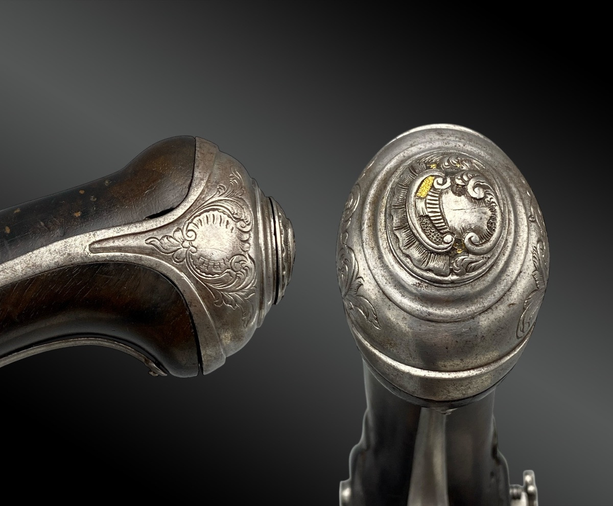 PAIRE DE PISTOLETS À SILEX, PAR JOSEF LLINAROS À MALAGA Espagne vers 1800-photo-3