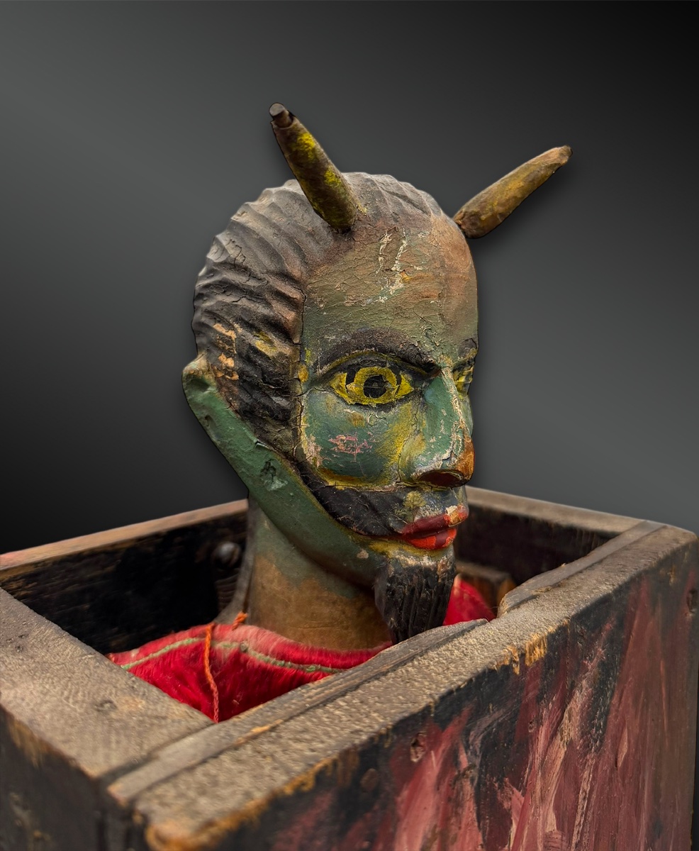 JEU FORAIN appelé « Diable en boîte » ou « Jack-in-the-box » - Europe - XIXème siècle-photo-1