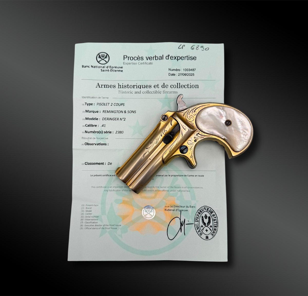 PISTOLET Remington Deringer Over Under modèle N°2 - Etats-Unis - 1867/1888-photo-1