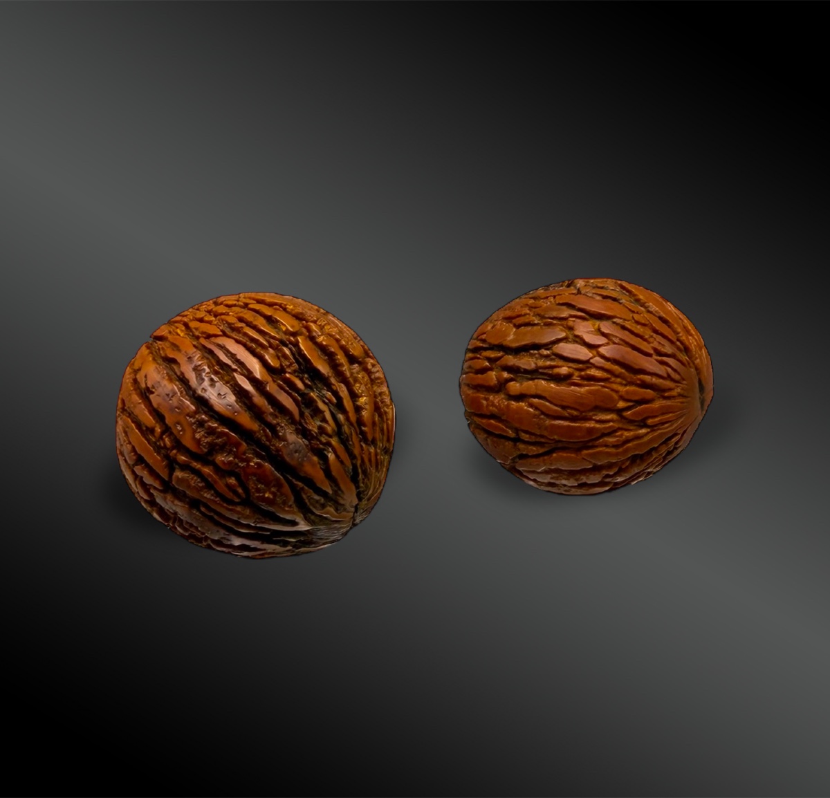 ENSEMBLE de deux noix - Japon ? - XVIIIème siècle