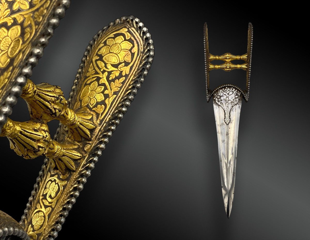 POIGNARD appelé Katar Djamadhar, avec son fourreau. Empire moghol, Inde, fin XVIIIème siècle-photo-2
