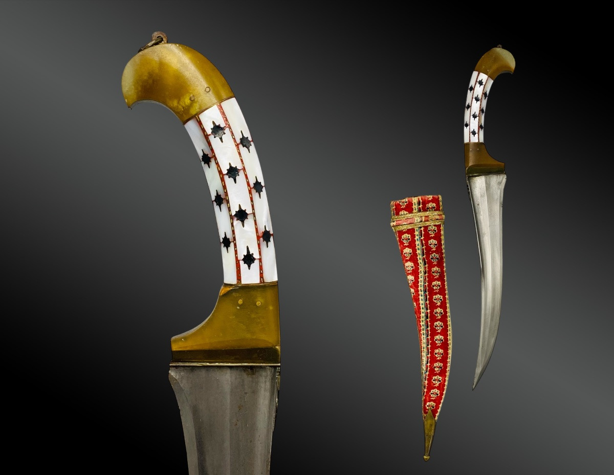 POIGNARD PECH KABZ, LAME DAMAS, FOURREAU Inde, XIXème siècle-photo-2