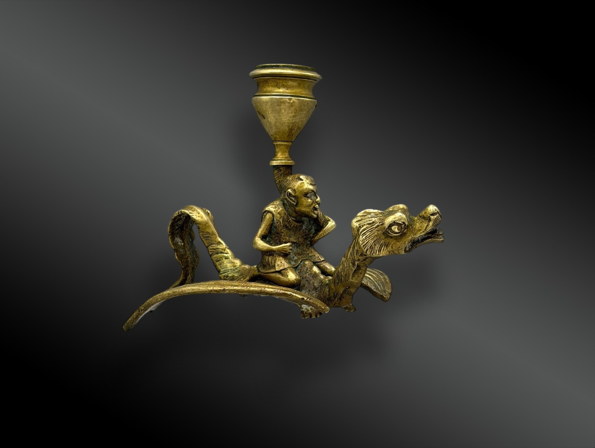 BOUGEOIR AU DIABLE SUR DRAGON VOLANT Europe, début XXème siècle-photo-2