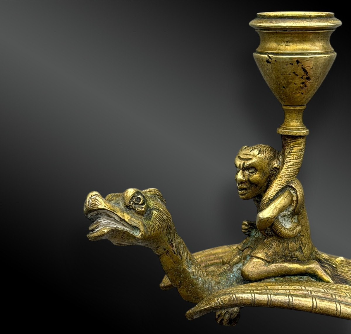 BOUGEOIR AU DIABLE SUR DRAGON VOLANT Europe, début XXème siècle-photo-3