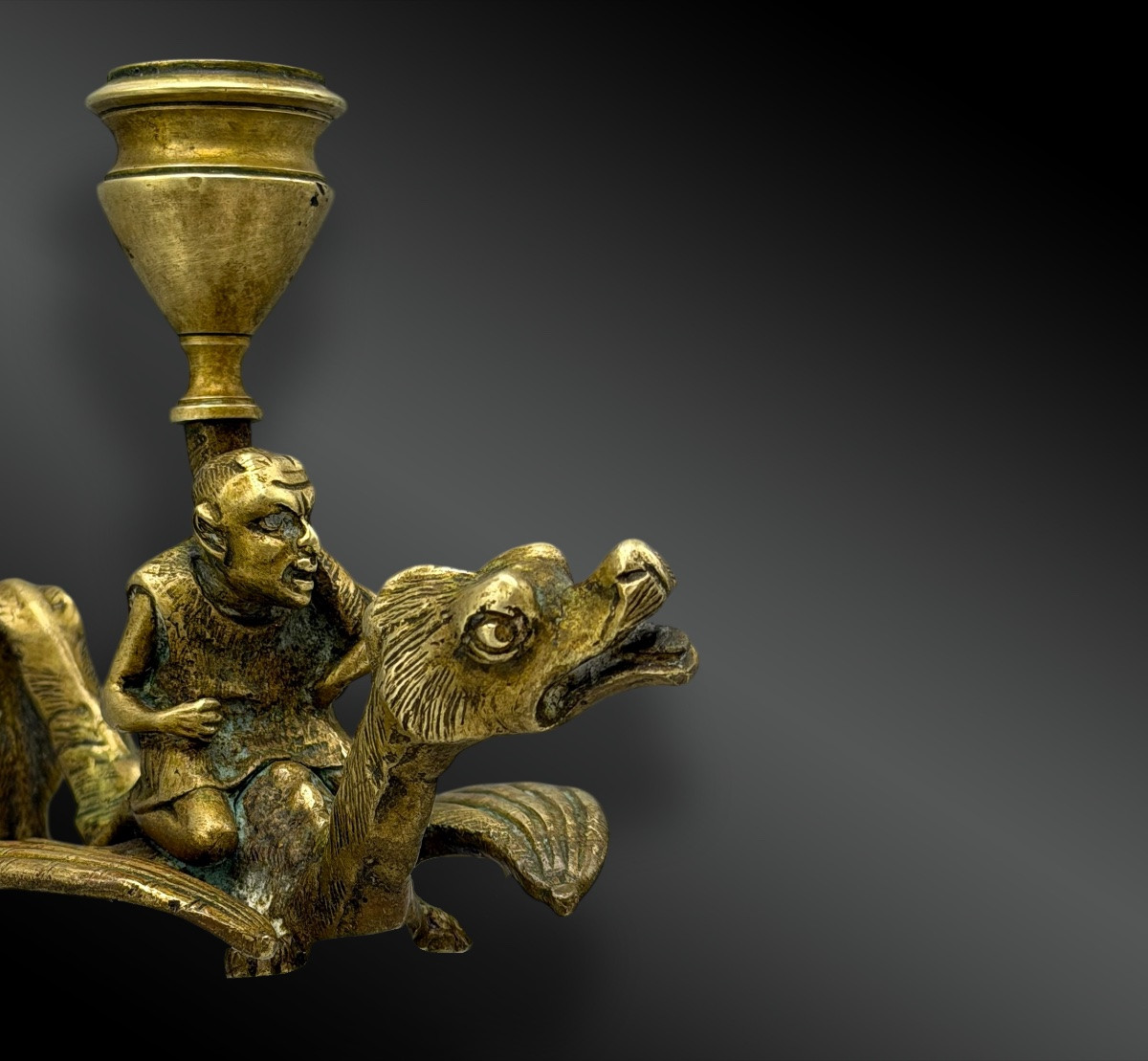 BOUGEOIR AU DIABLE SUR DRAGON VOLANT Europe, début XXème siècle-photo-4