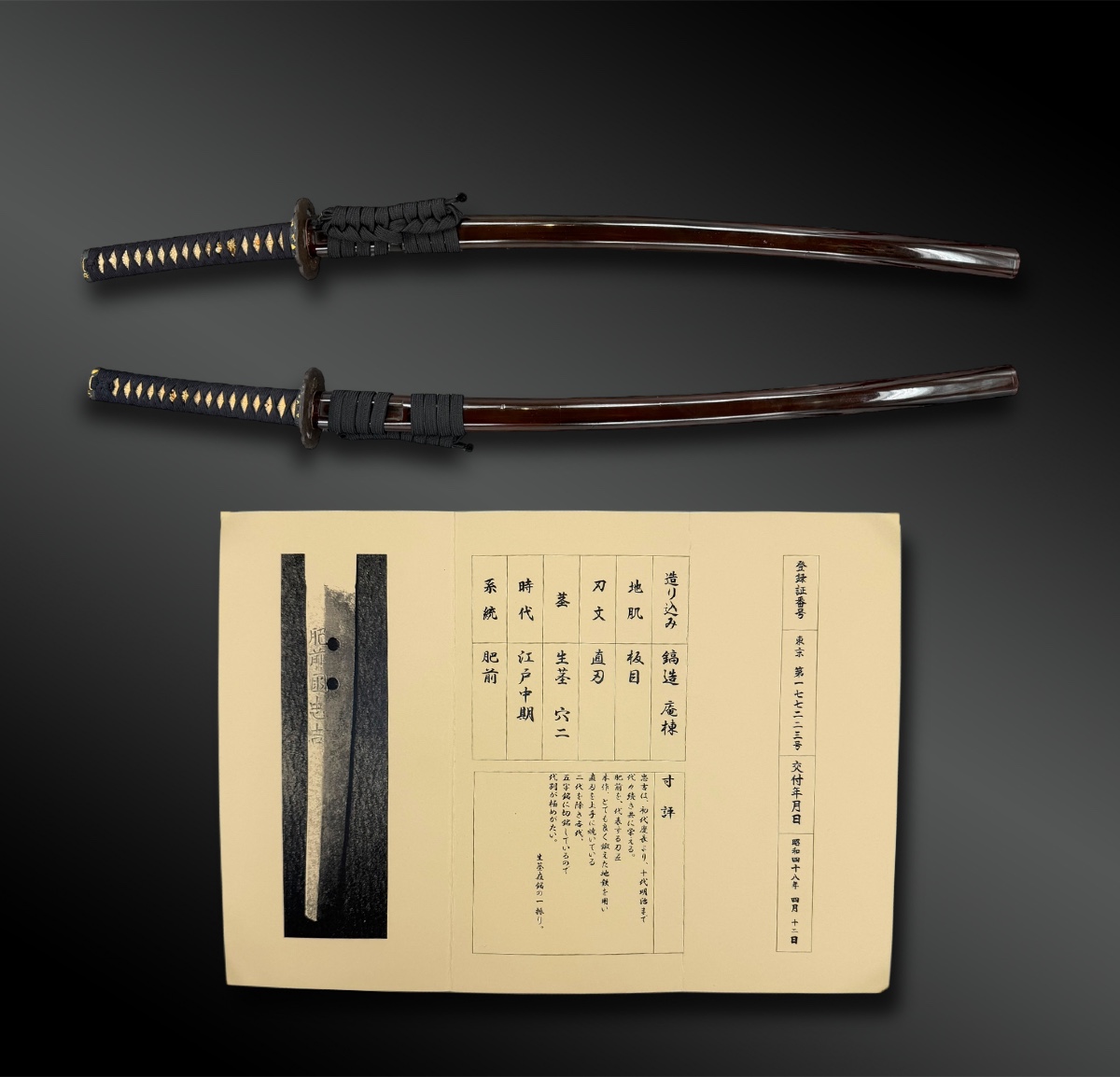 Sabre Called Katana Signed Hizen Kuni Tadayoshi, With Certificate - Japan - Edo Period - 18th Century