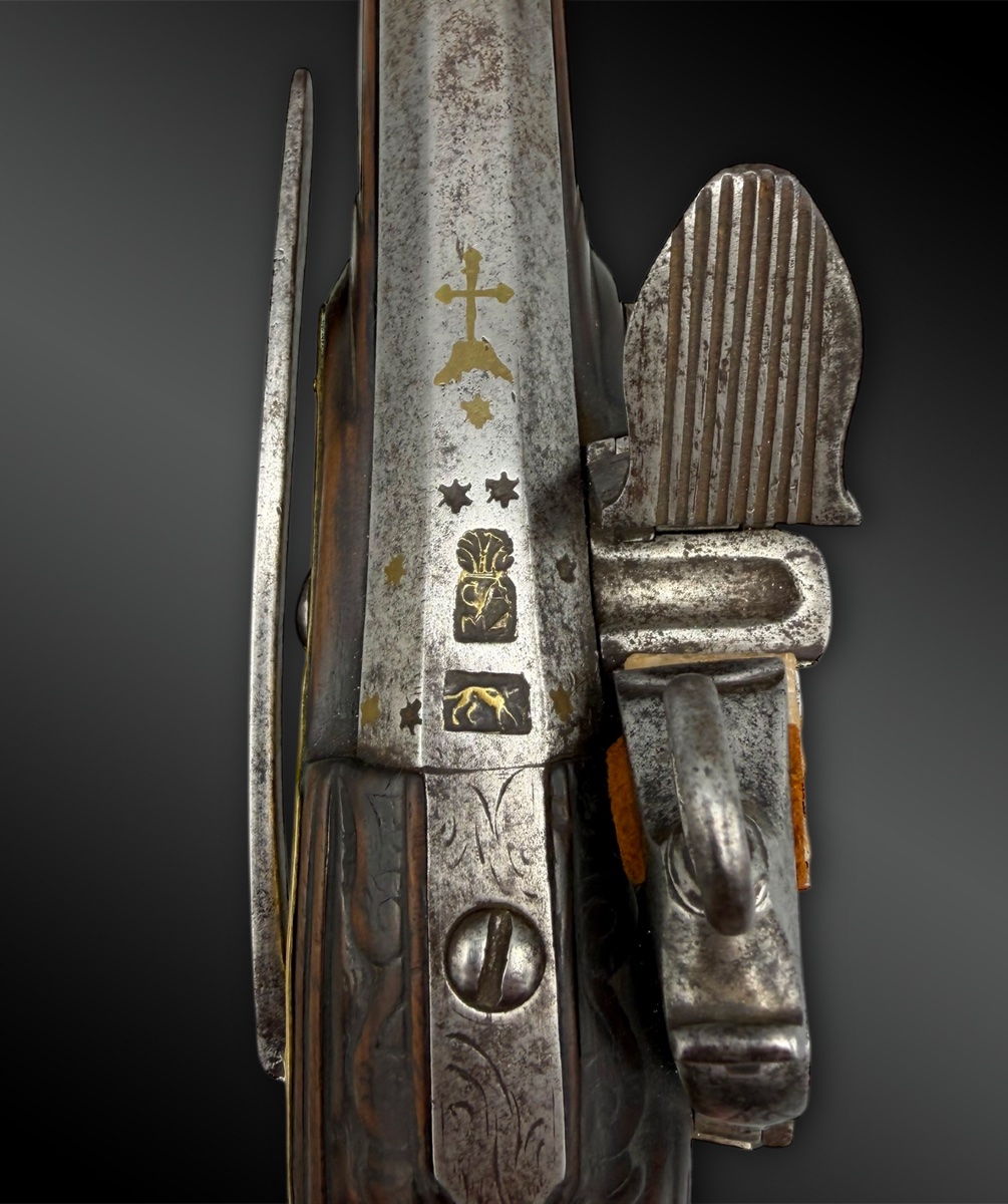 PAIRE DE PISTOLETS À SILEX MARQUÉS RIPOLL AUX BASSINETS - Espagne - XVIIIème siècle-photo-2