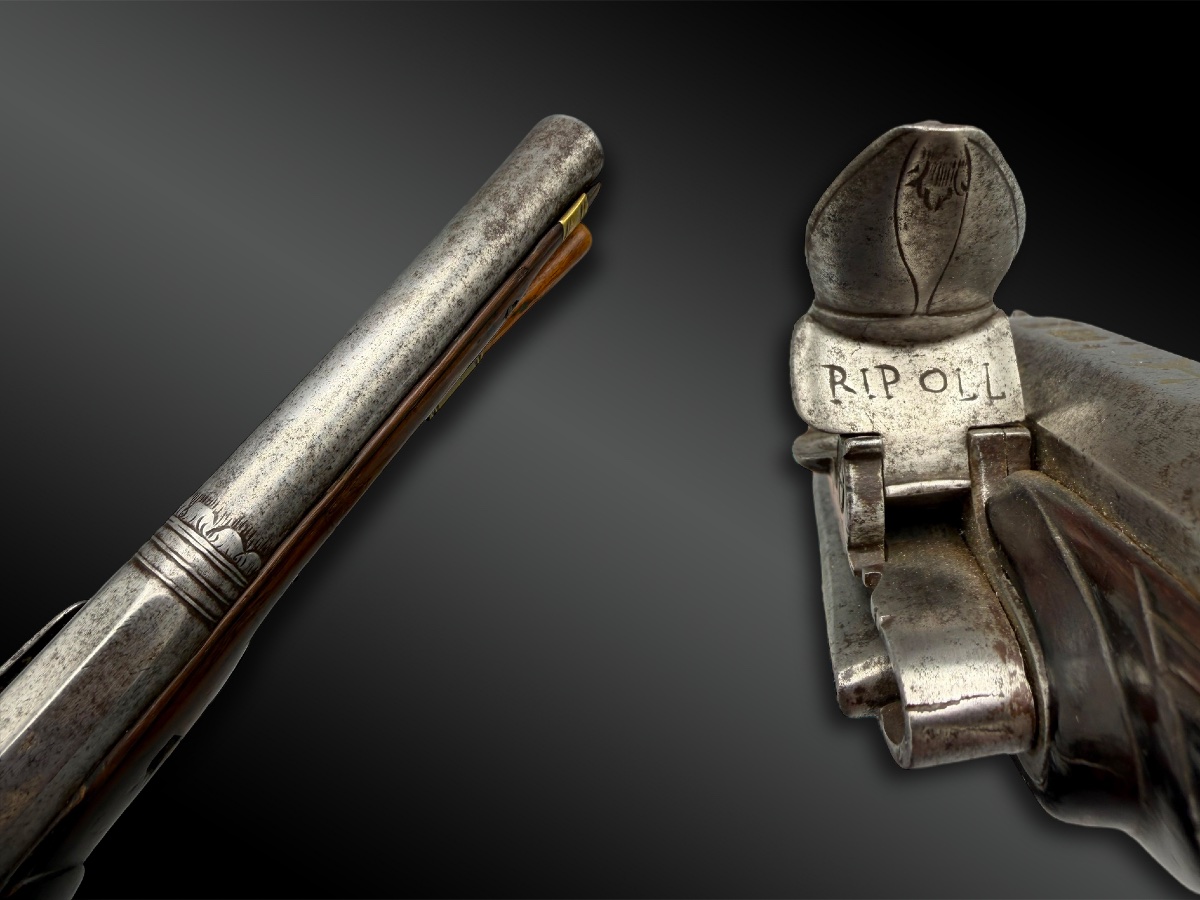 PAIRE DE PISTOLETS À SILEX MARQUÉS RIPOLL AUX BASSINETS - Espagne - XVIIIème siècle-photo-4