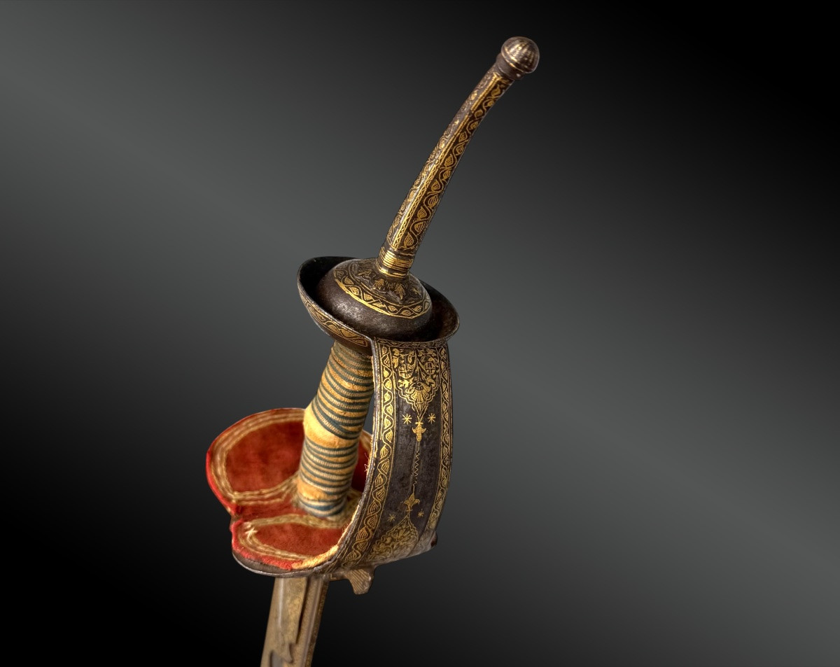 Indian Khanda Straight Sabre With Fork India, Punjab Or Rajasthan, 19th Century-photo-2