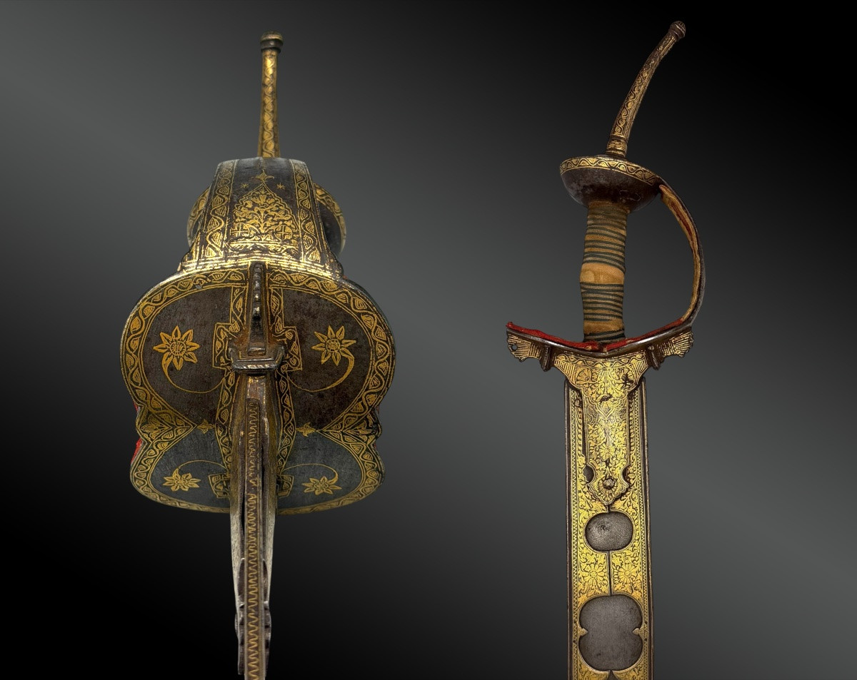 Indian Khanda Straight Sabre With Fork India, Punjab Or Rajasthan, 19th Century-photo-1