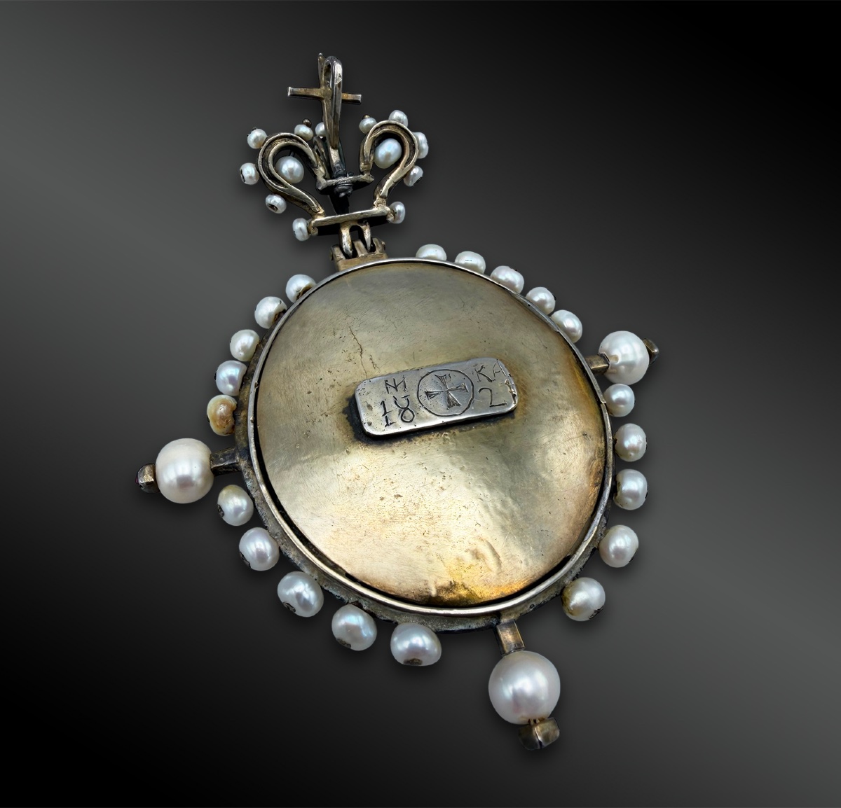 MEDAILLON figurant le CHRIST PANTOCRATOR, monté en PENDENTIF - Russie - XIXème siècle-photo-2