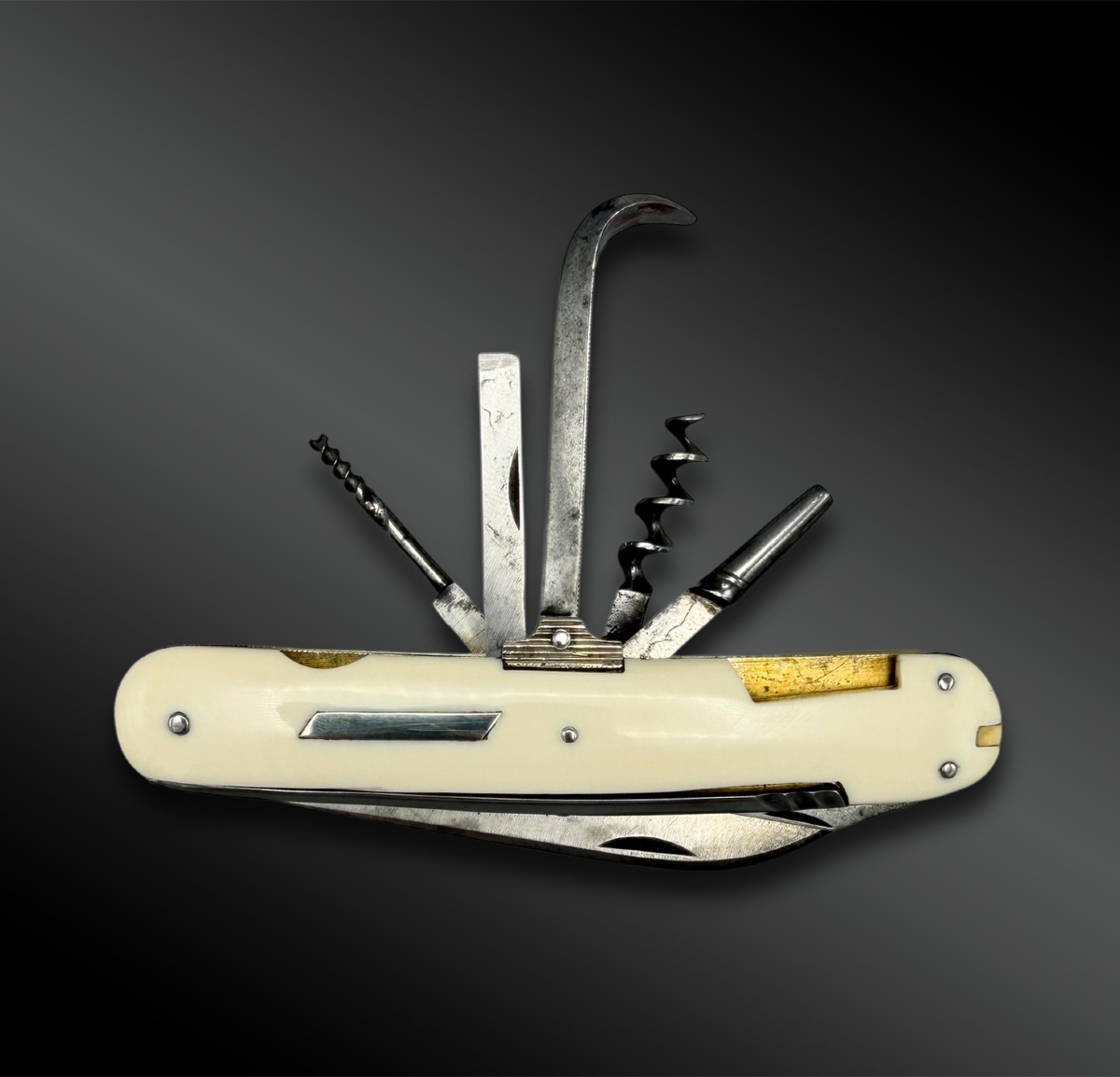Knife Called Cavalier, Thirteen Pieces, Signed Schmidt - Germany ? - Circa 1900-photo-3