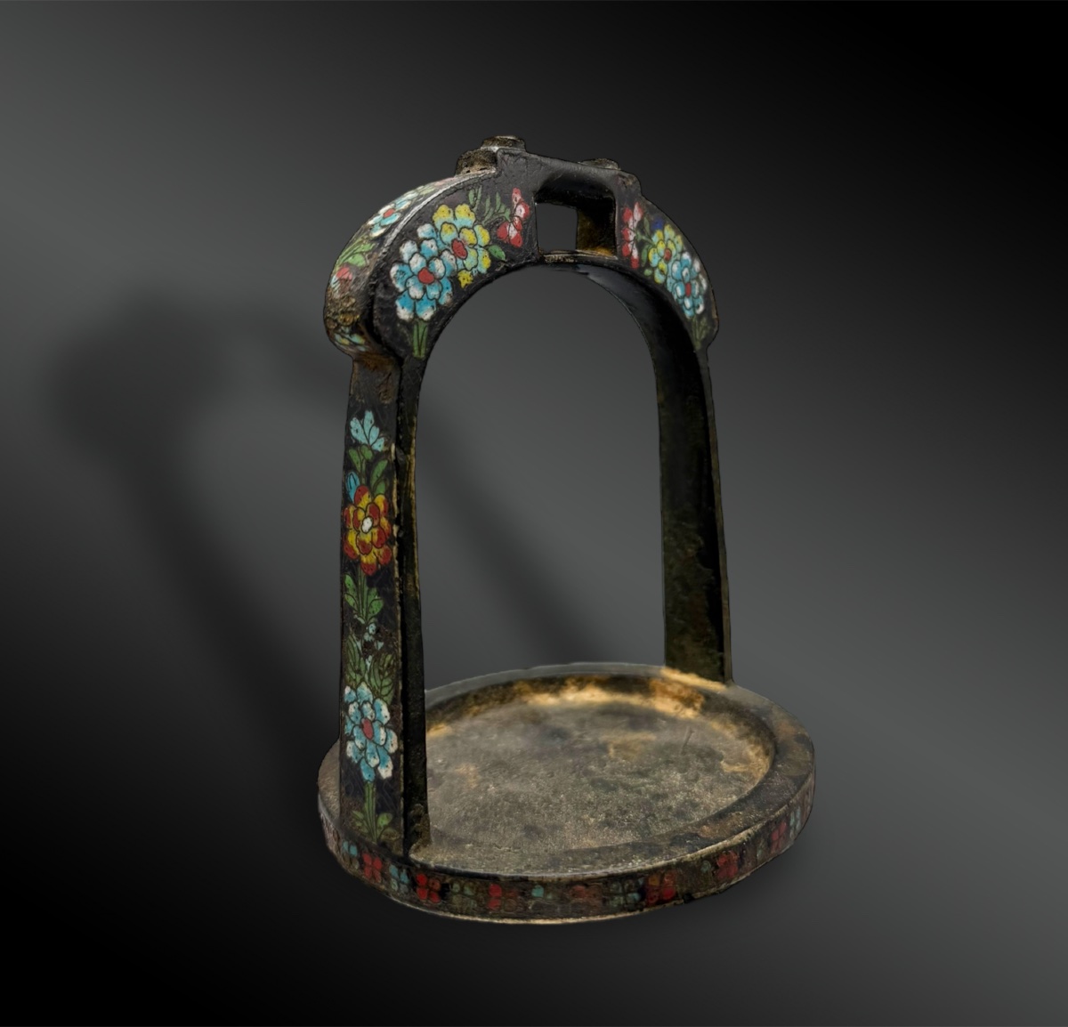Bronze Stirrup With Cloisonné Enamel - China - Early 19th Century-photo-1