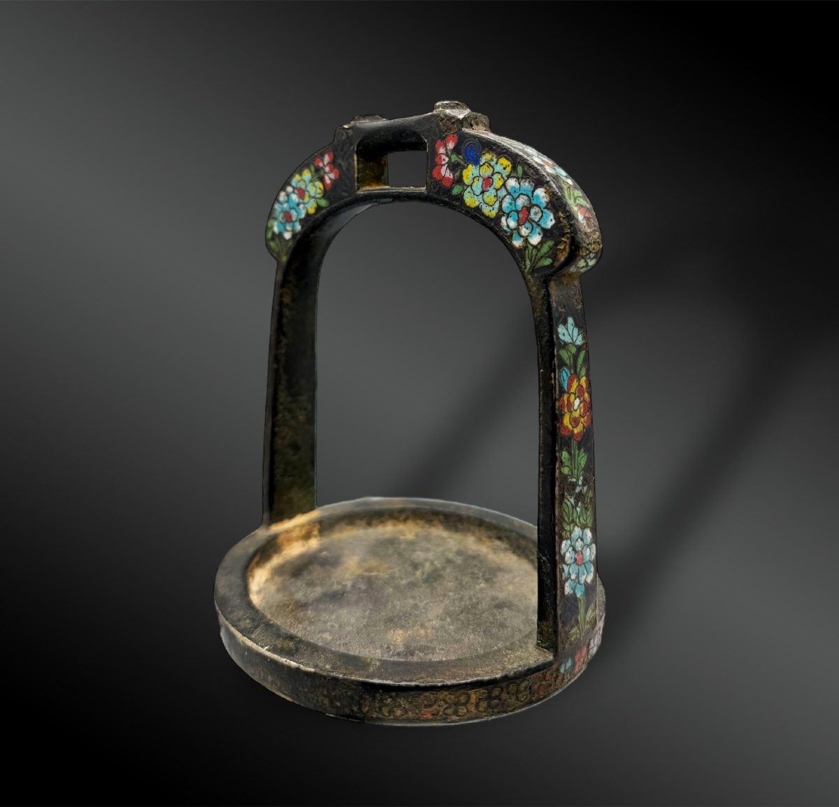 Bronze Stirrup With Cloisonné Enamel - China - Early 19th Century