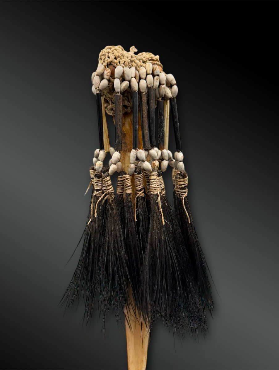 Dague Asmath Culture, Papua Casoar Bone, Plant Fibers And Seeds H.: 39 Cm (slight Acc)-photo-2