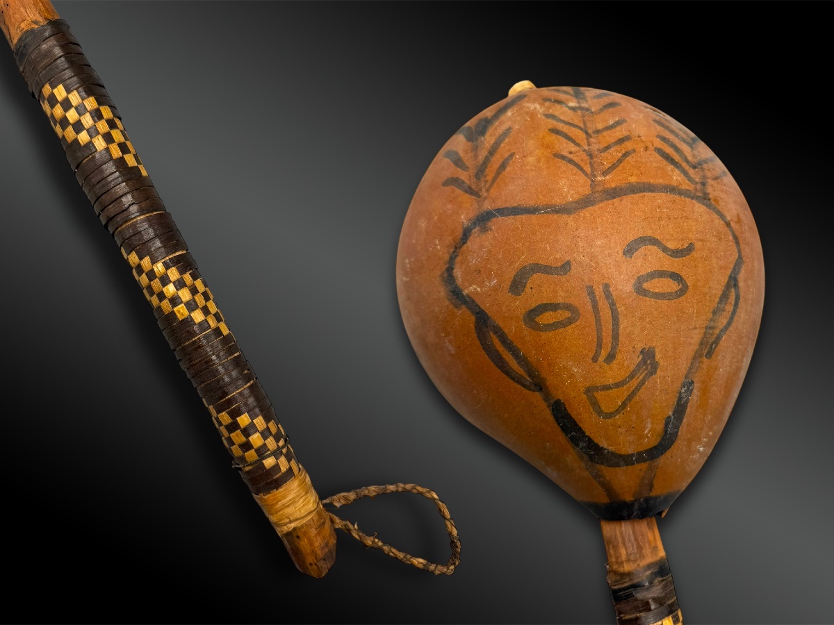 Important HOCHET - CALEBASSE de CHAMAN - Indiens Tukano, État d’Amazonas, Nord-Ouest du Brésil-photo-2