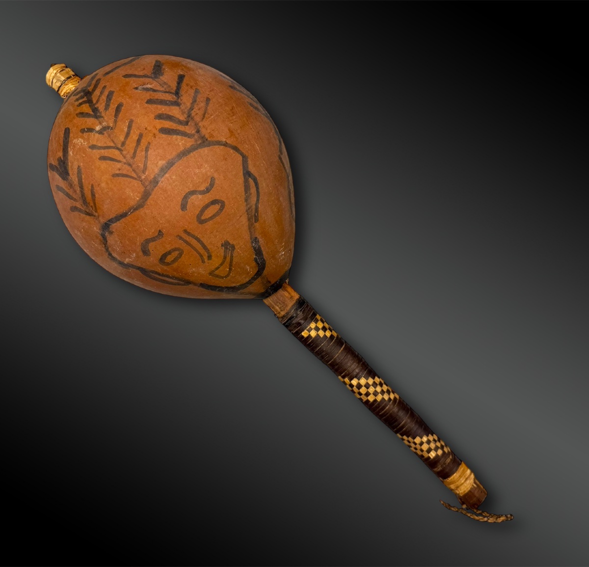 Important HOCHET - CALEBASSE de CHAMAN - Indiens Tukano, État d’Amazonas, Nord-Ouest du Brésil