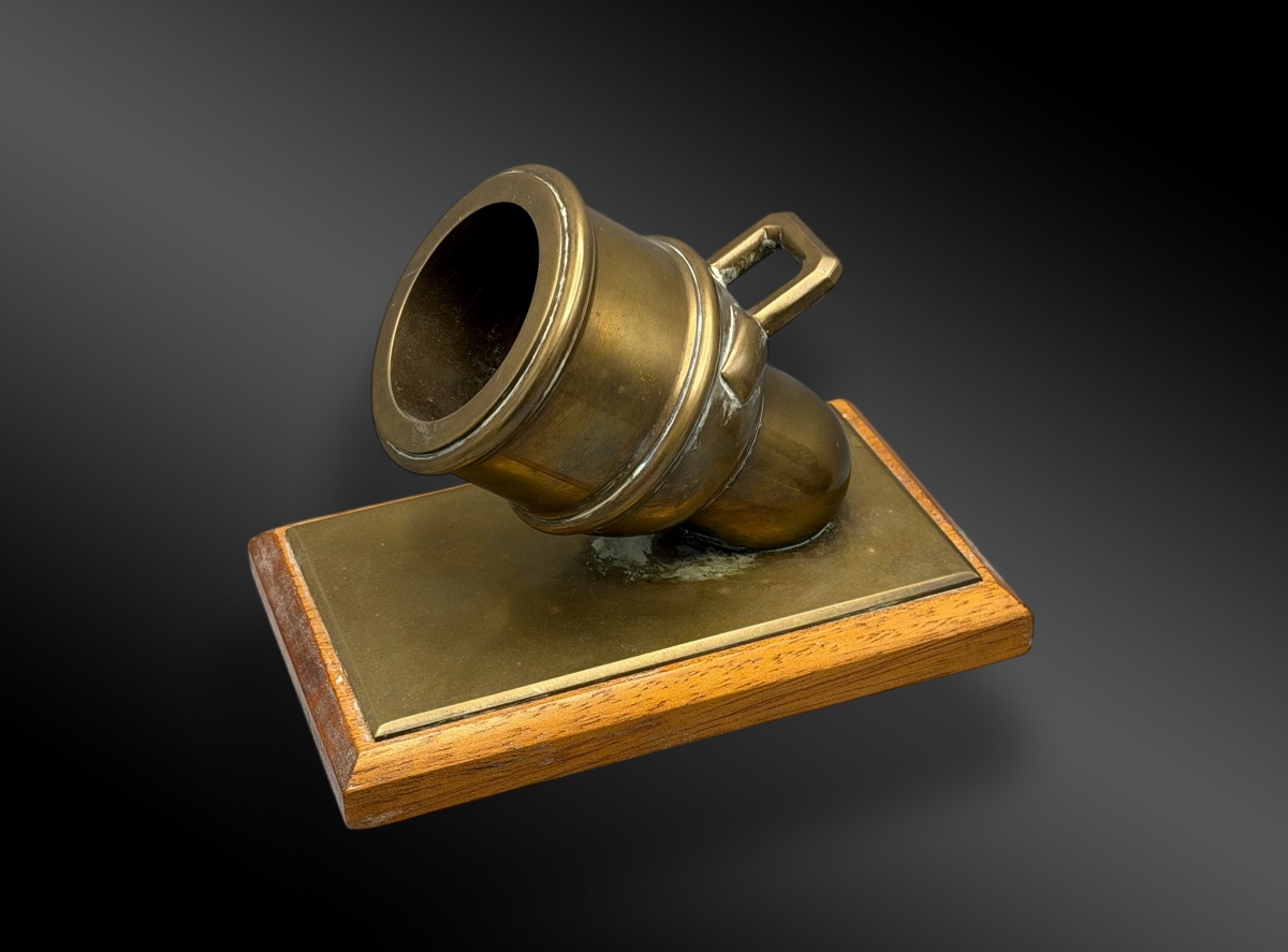 MORTIER ET SON BOULET, PRESSE PAPIER EN BRONZE  -photo-3