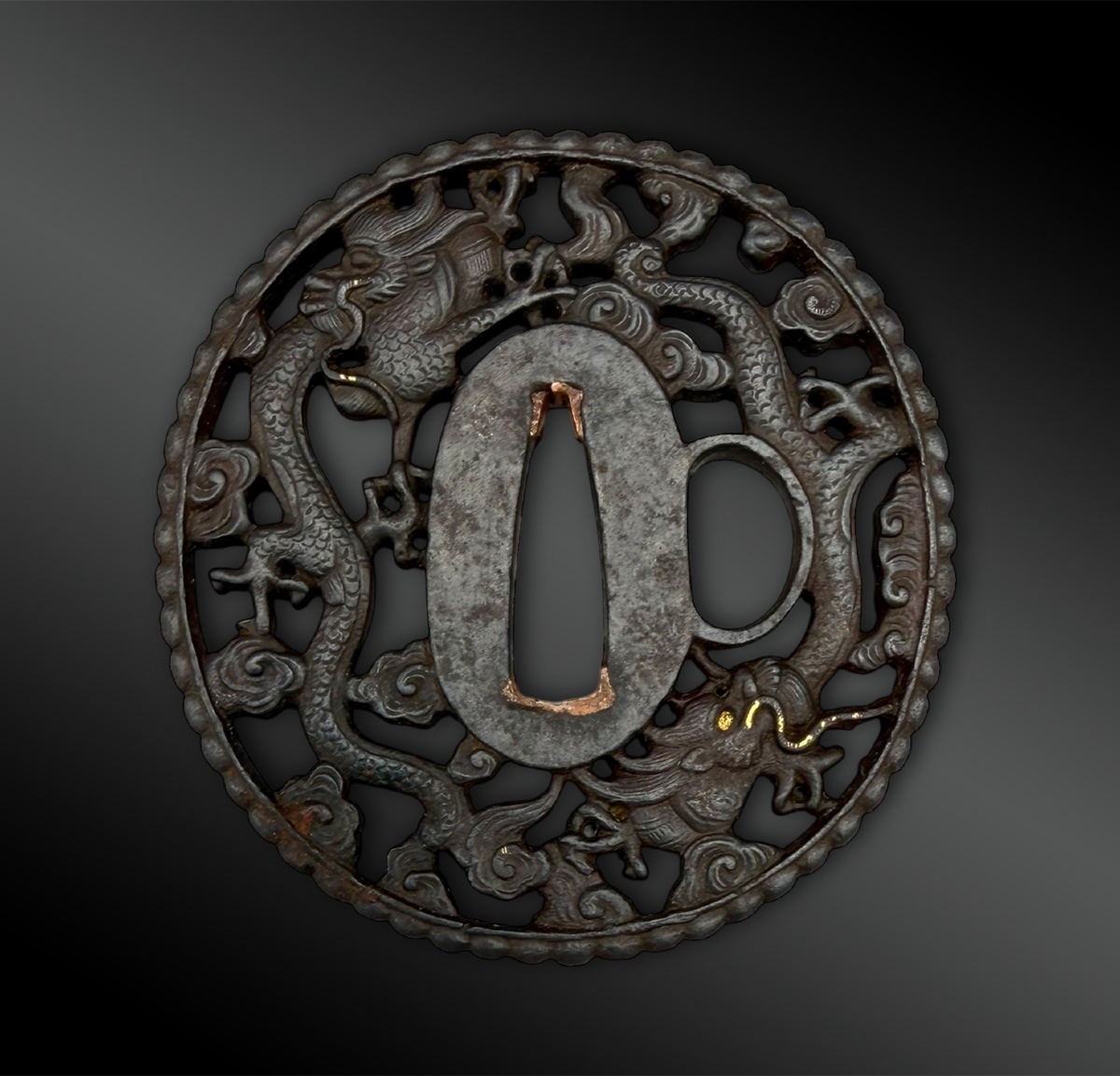 Tsuba  Shin No Maru Style, Signed Tomotsune, Nakai School - Japan - Edo Period (1603–1868)-photo-3