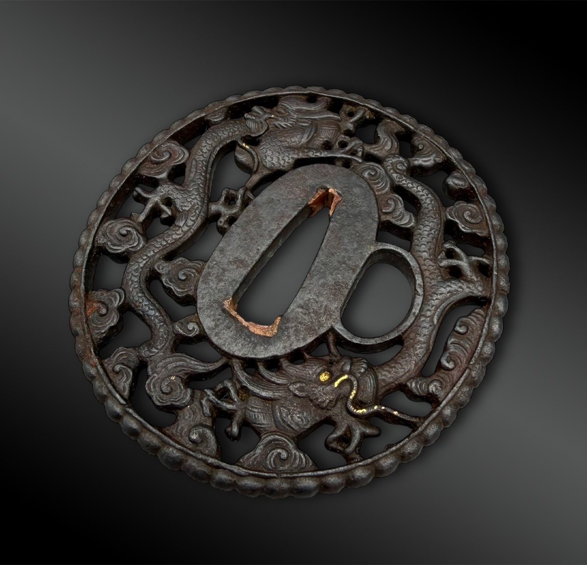 Tsuba  Shin No Maru Style, Signed Tomotsune, Nakai School - Japan - Edo Period (1603–1868)-photo-4