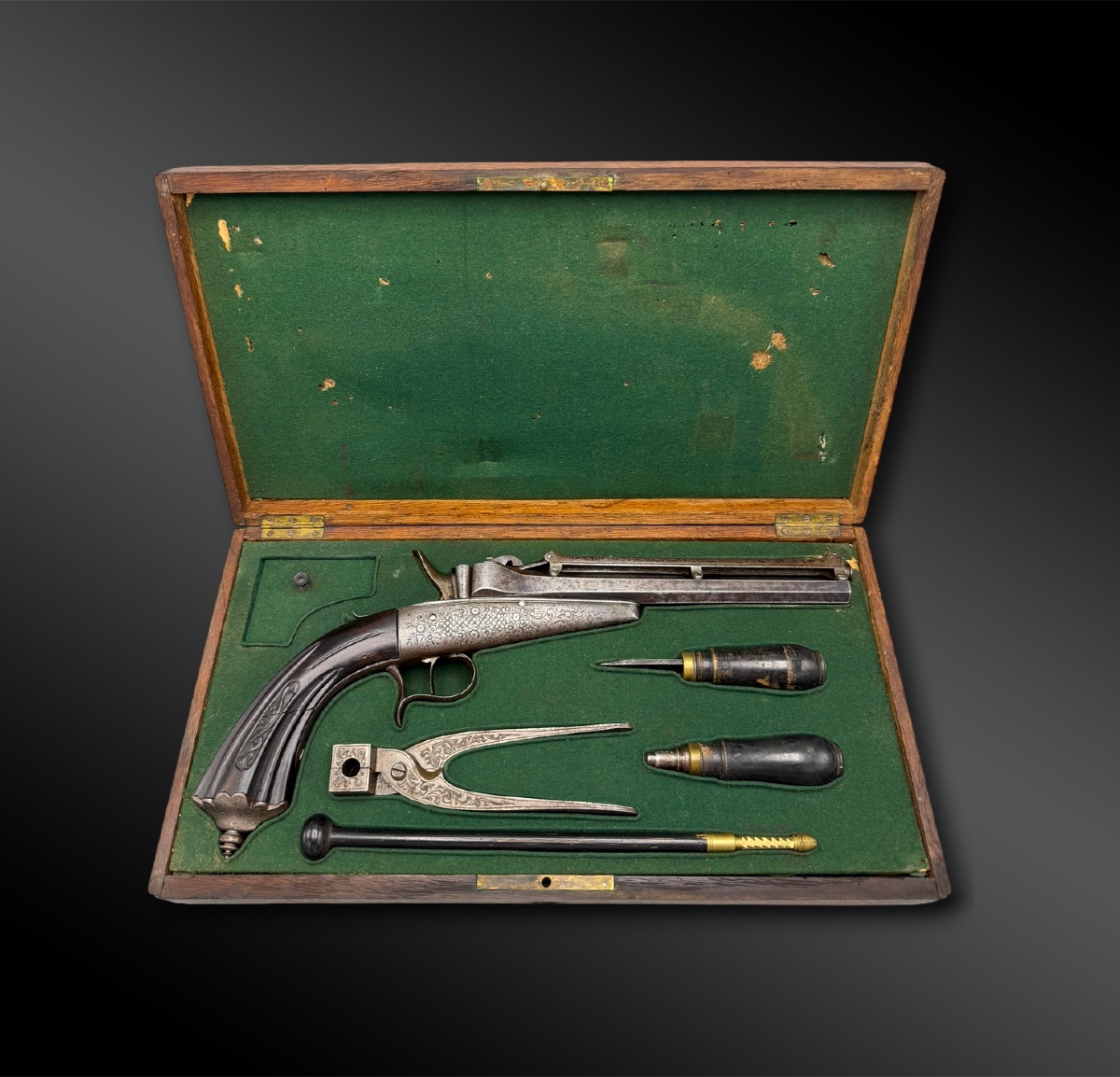 Cased Colette-system Pistol - Liège, Belgium - 19th Century