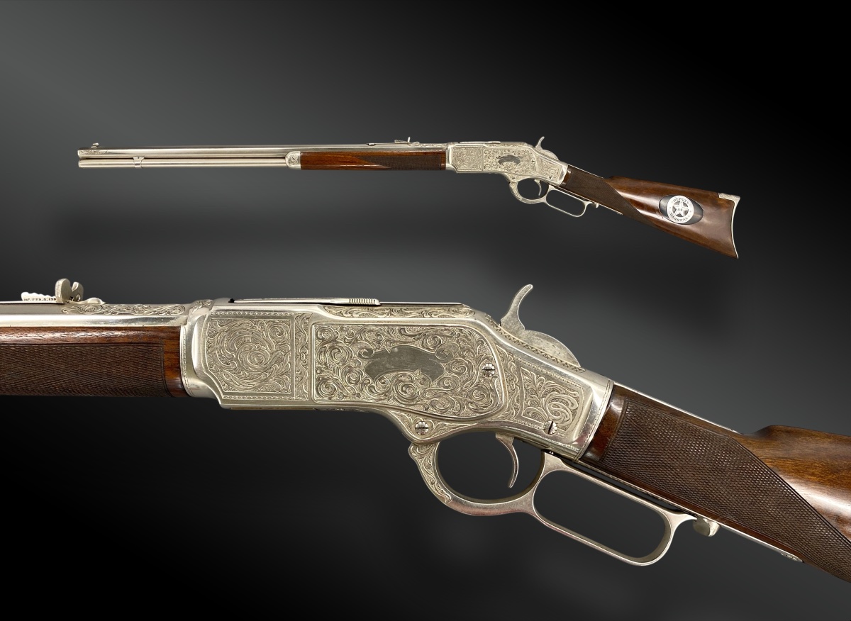 Winchester Rifle, Model 1873, Deluxe, Engraved And Silver-plated-photo-2