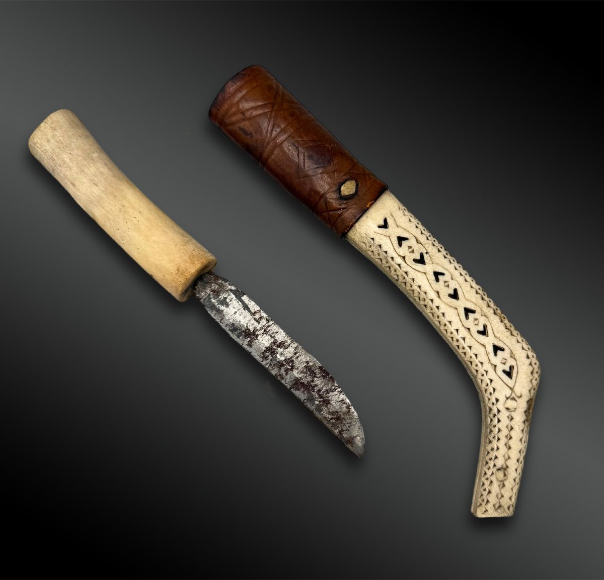 COUTEAU et son FOURREAU Culture Sami, région nord de la Suède, de la Norvège et de la Finlande -photo-1