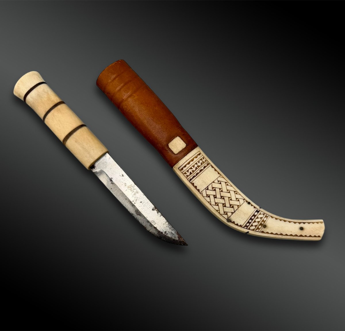 COUTEAU et son FOURREAU Culture Sami, région nord de la Suède, de la Norvège et de la Finlande -photo-3