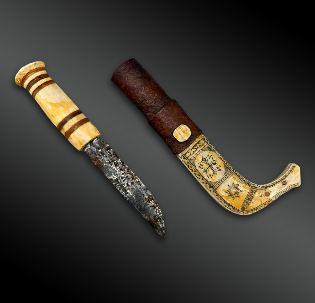 COUTEAU et son FOURREAU Culture Sami, région nord de la Suède, de la Norvège et de la Finlande 