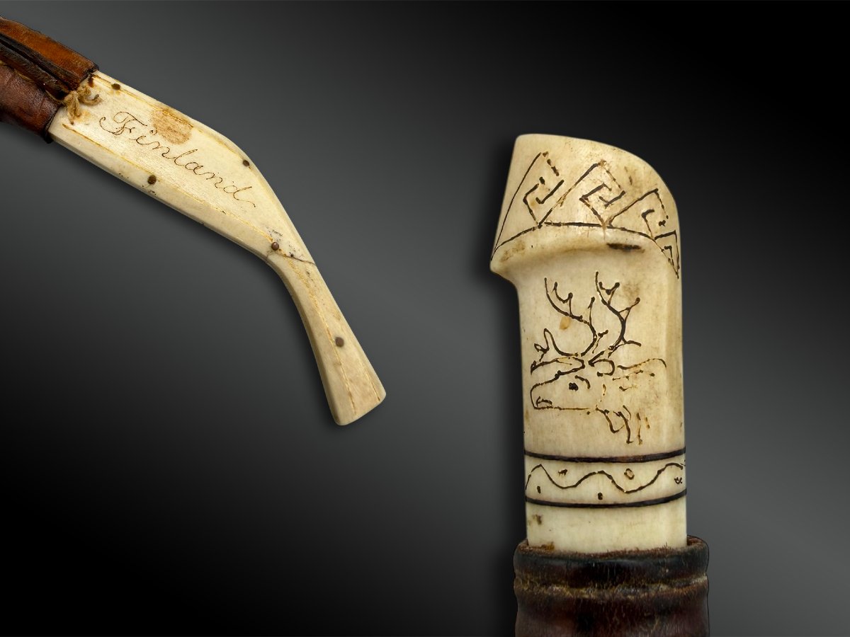 Small Knife And Its Sheath, Sami Culture, Northern Finland  Circa 1945, Andouiller, A-photo-2