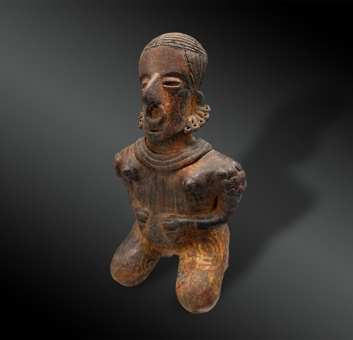 Female Statuette, Maternity “parturientes” — Nayarit Culture, Western Mexico-photo-2