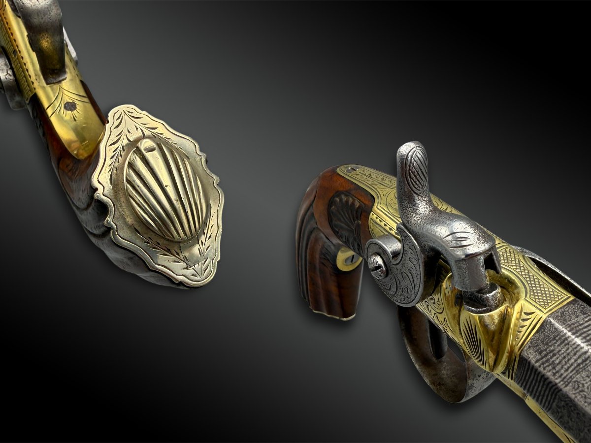 PAIRE de PISTOLET à coffre - Liège, Belgique - XIXème siècle-photo-2