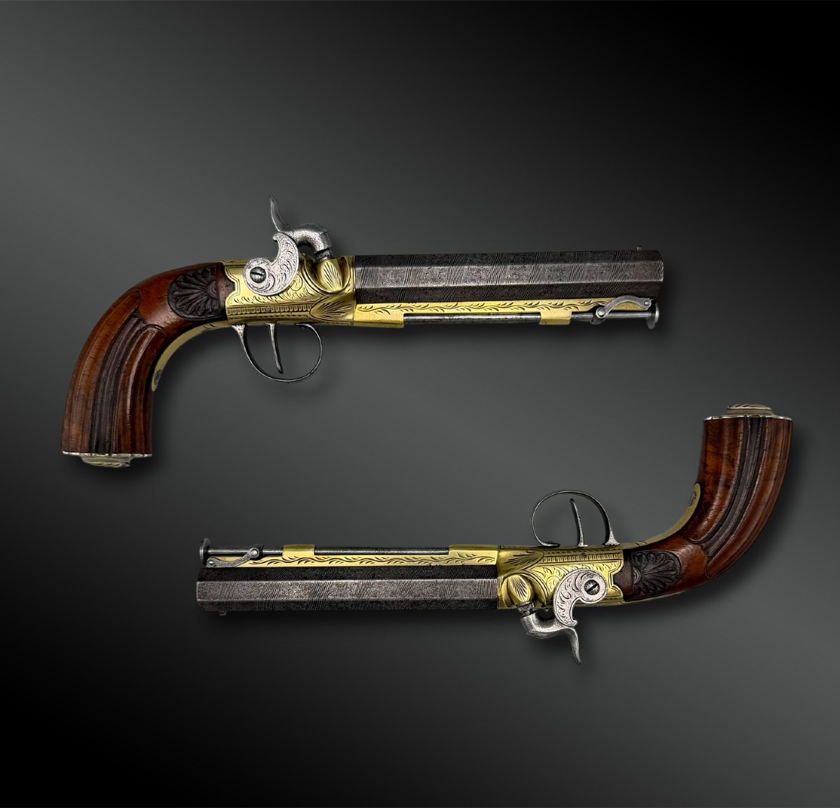 PAIRE de PISTOLET à coffre - Liège, Belgique - XIXème siècle