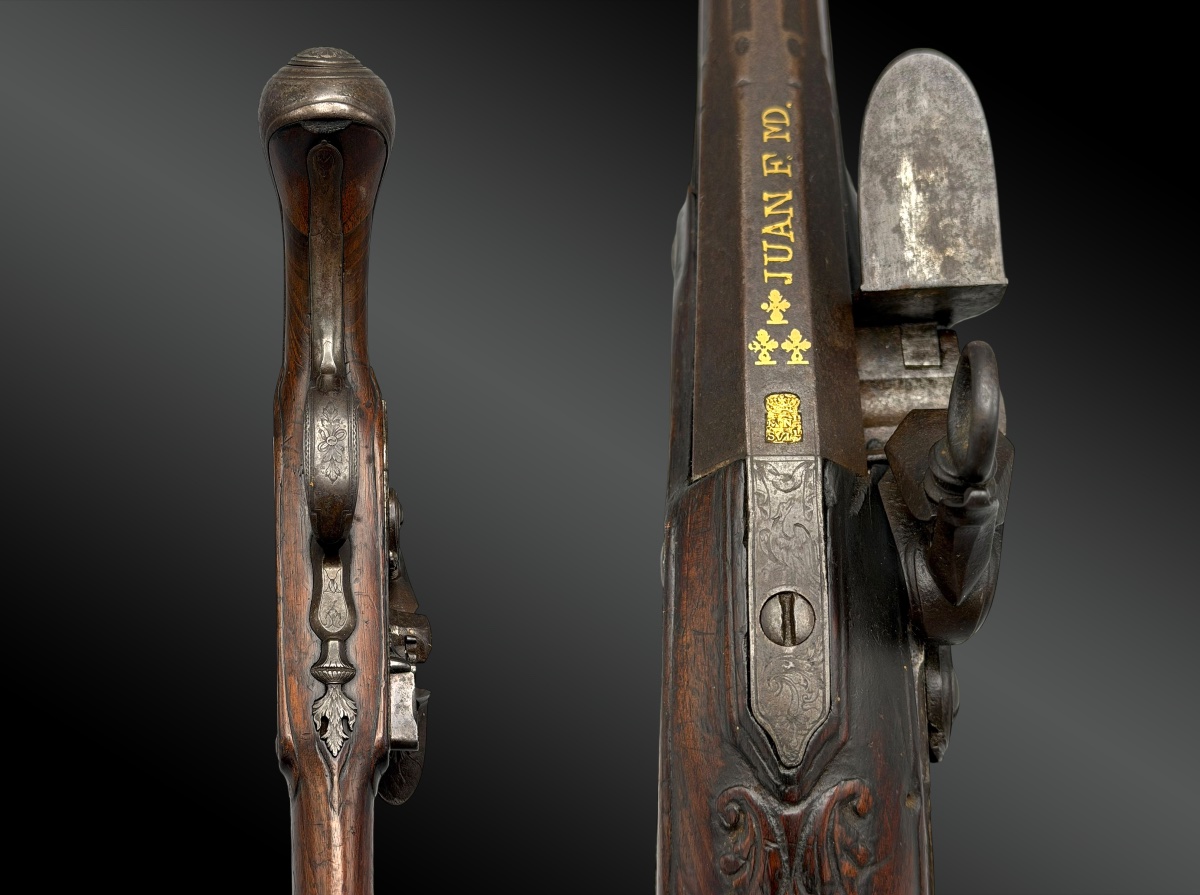 Flintlock Pistol, By Juan Fernandes – Madrid, 1734 – “à La Moda” Brass Plate-photo-2