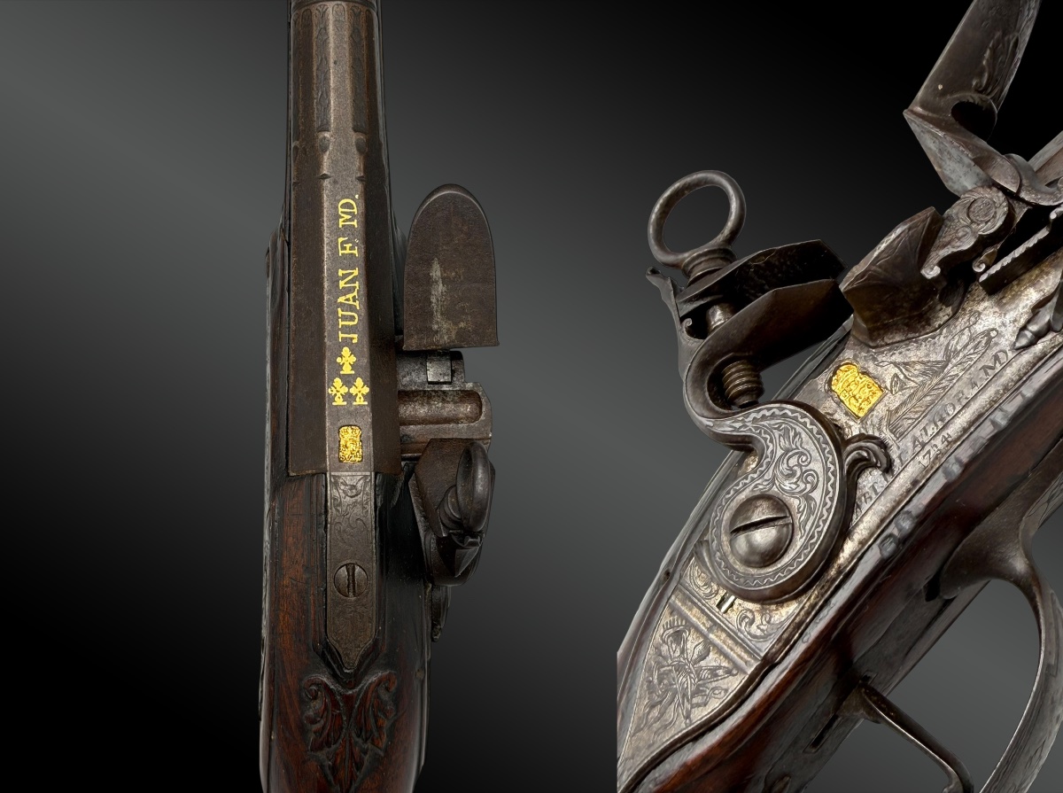 Flintlock Pistol, By Juan Fernandes – Madrid, 1734 – “à La Moda” Brass Plate-photo-4