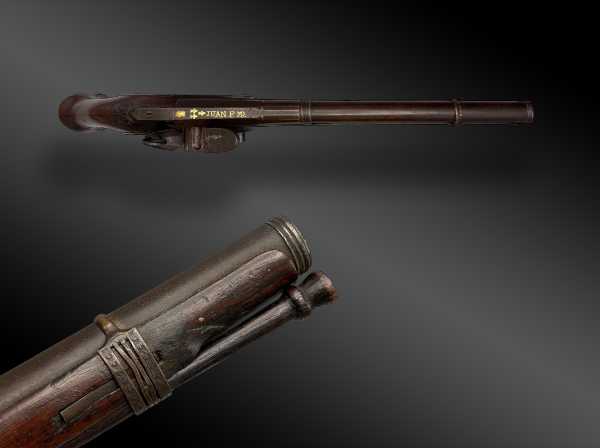 Flintlock Pistol, By Juan Fernandes – Madrid, 1734 – “à La Moda” Brass Plate-photo-2